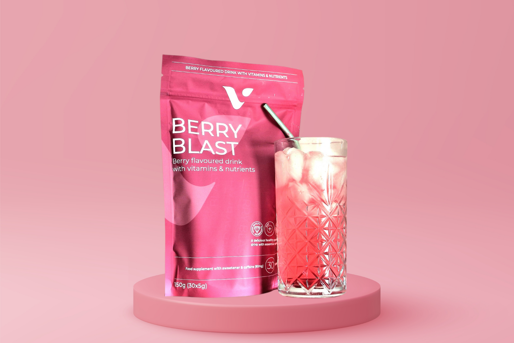 Berry Blast, een heerlijk sapje met frambozensmaak.