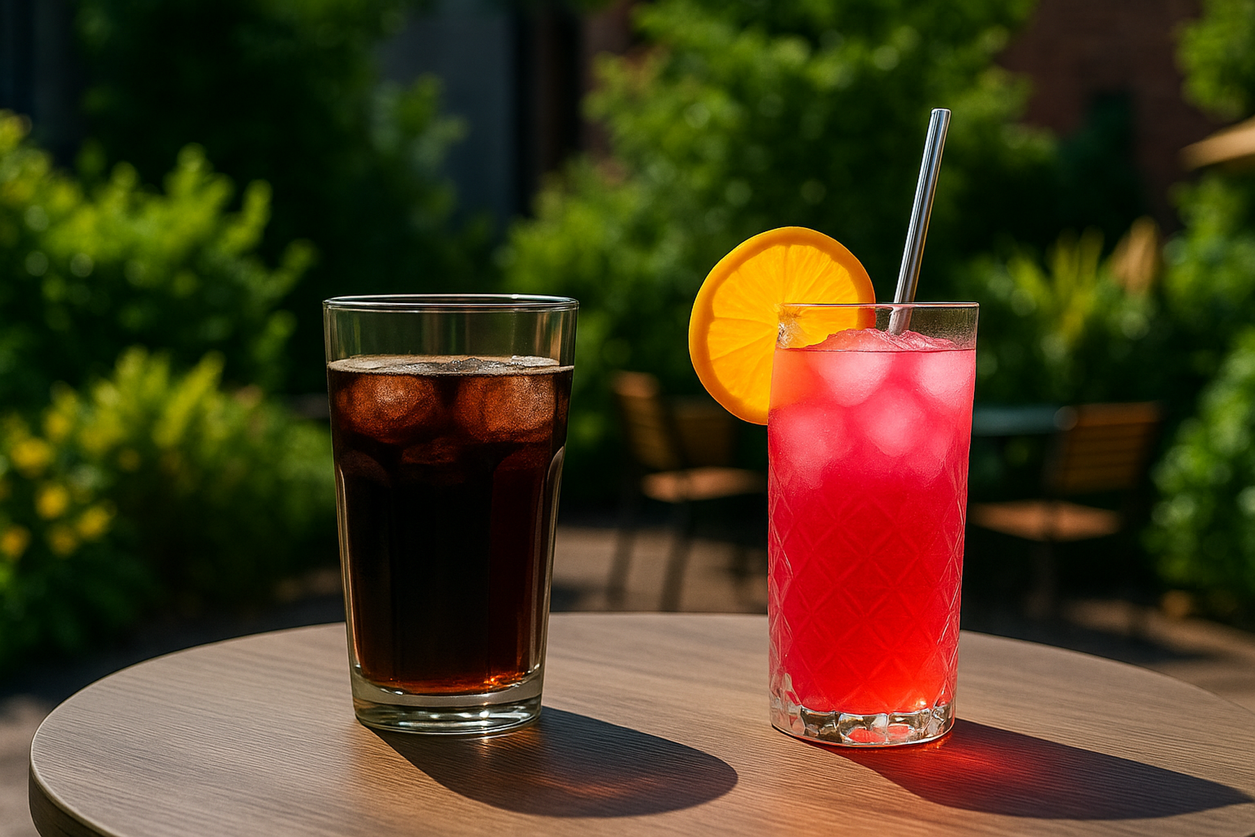 Vergelijking tussen cola en gezonde drank met bessen